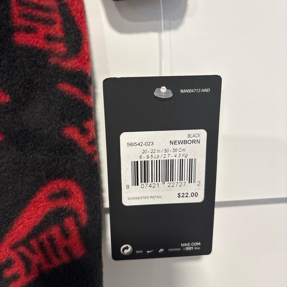 Nike Newborn One Piece in Red and Black - Picture 2 of 2